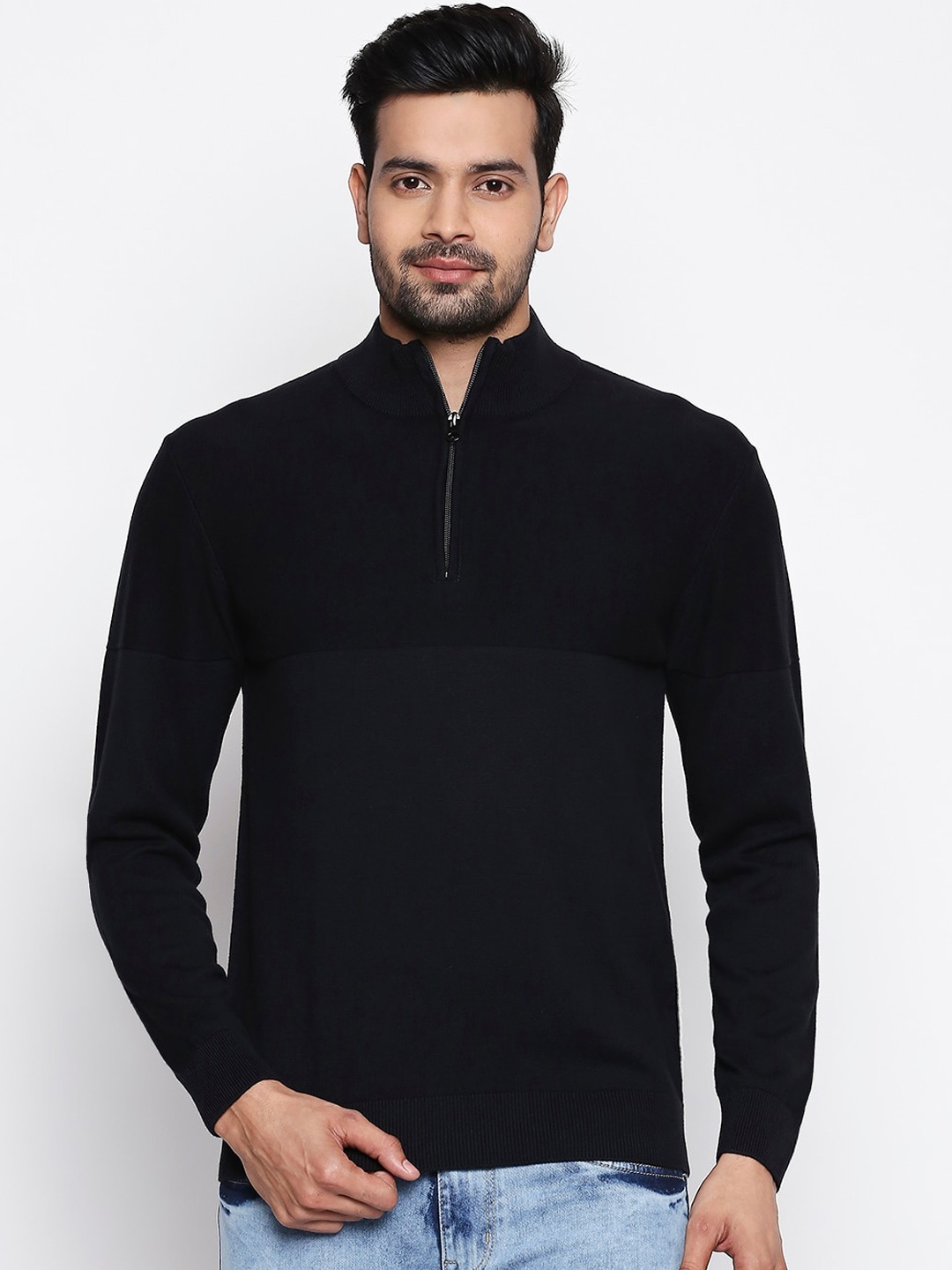 

BYFORD by Pantaloons Men Black Solid Pullover Sweater