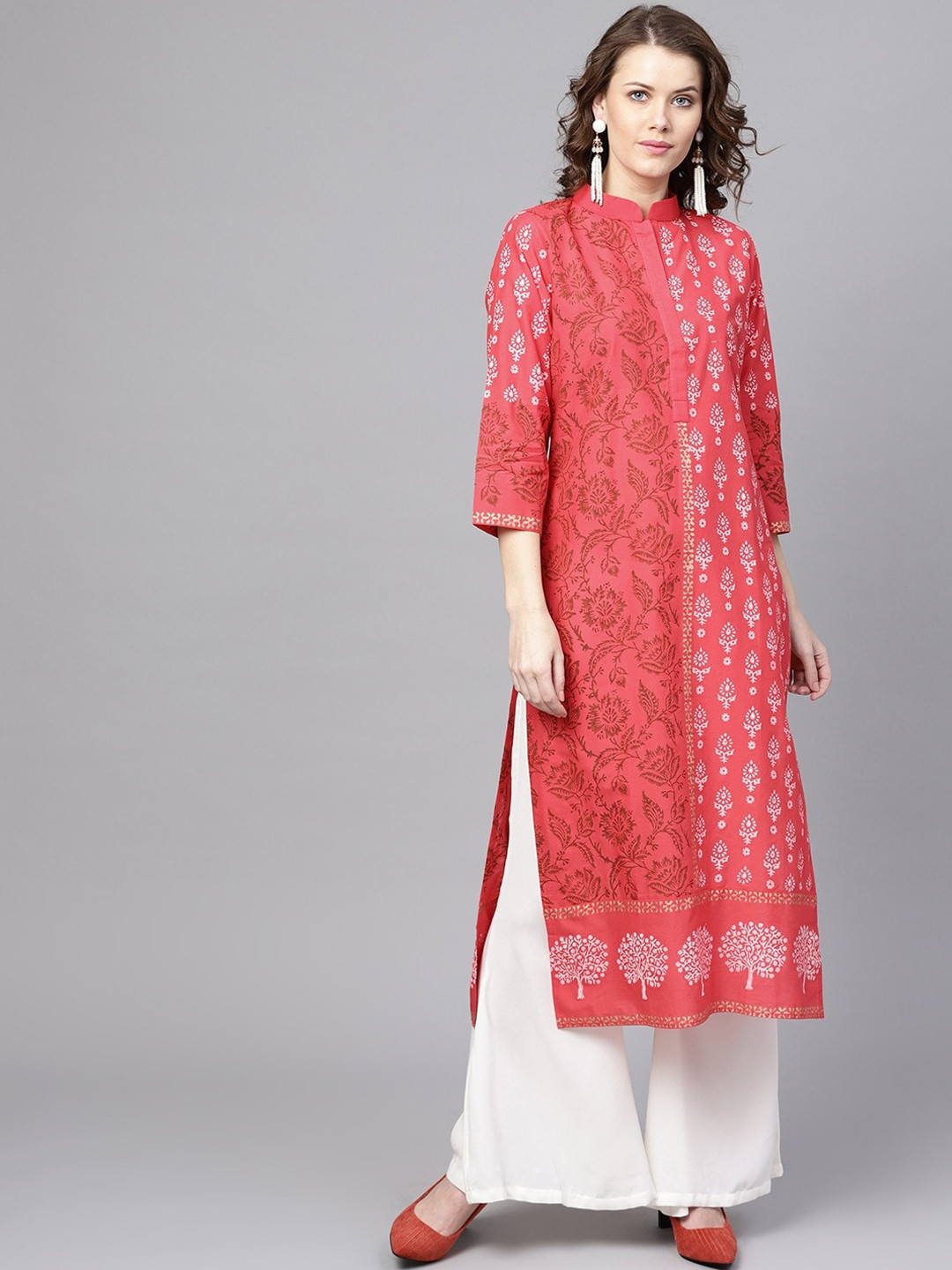 

ZOEYAMS Women Coral Printed Straight Kurta
