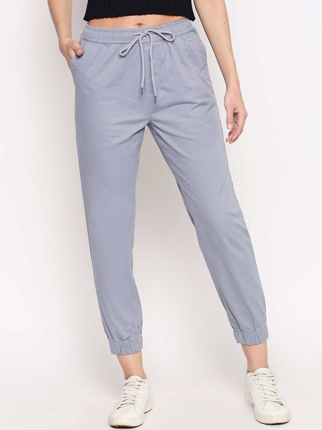 

Honey by Pantaloons Women Blue Regular Fit Solid Cotton Joggers