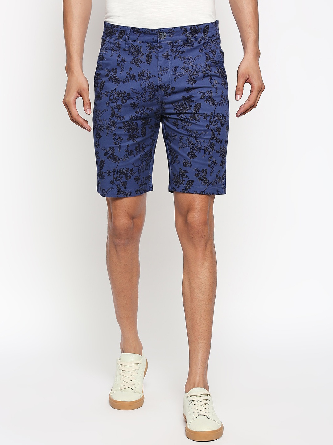 

People Men Blue Printed Cotton Regular Shorts