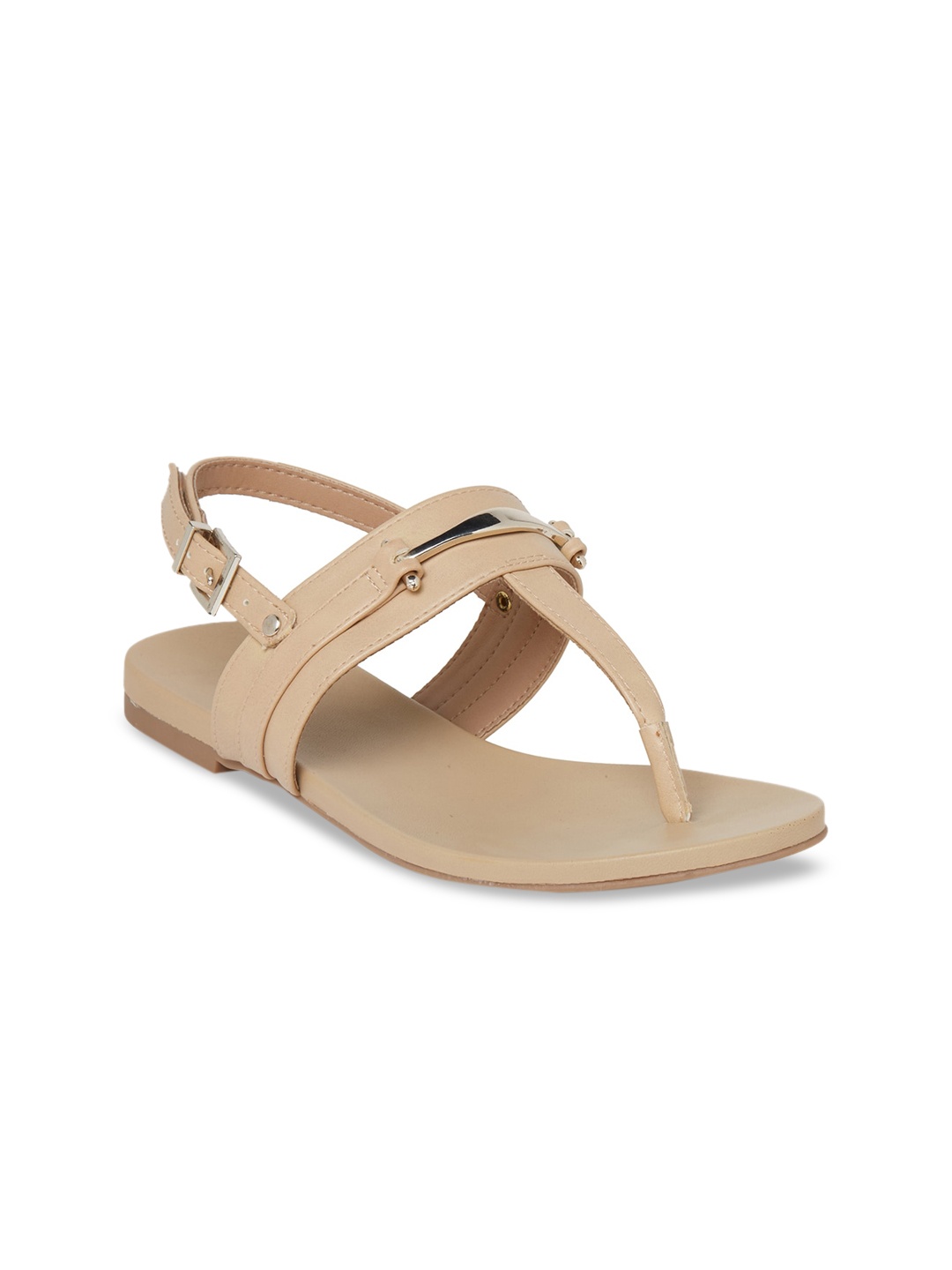

Call It Spring Women Beige Embellished T-Strap Flats