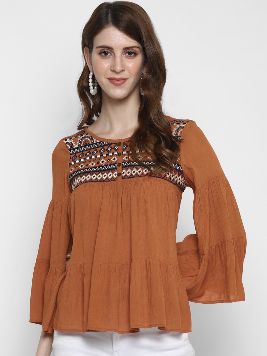 

Taurus Women Rust Solid A-Line Top