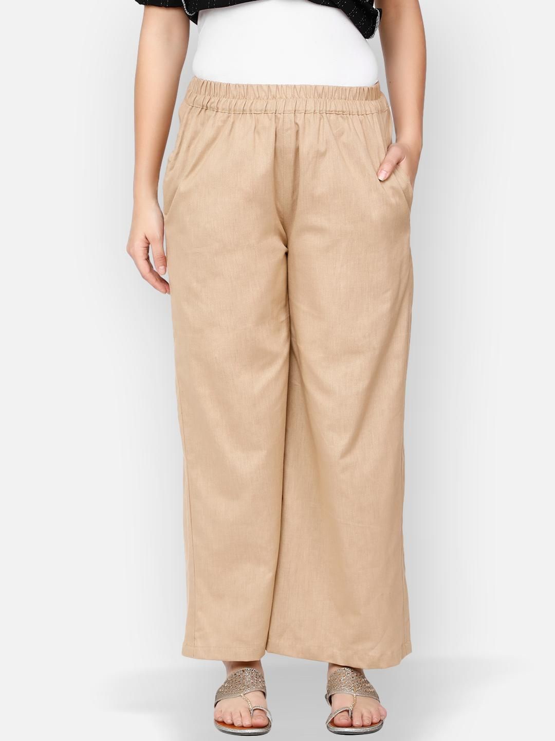 

Molcha Women Beige Solid Flared Palazzos
