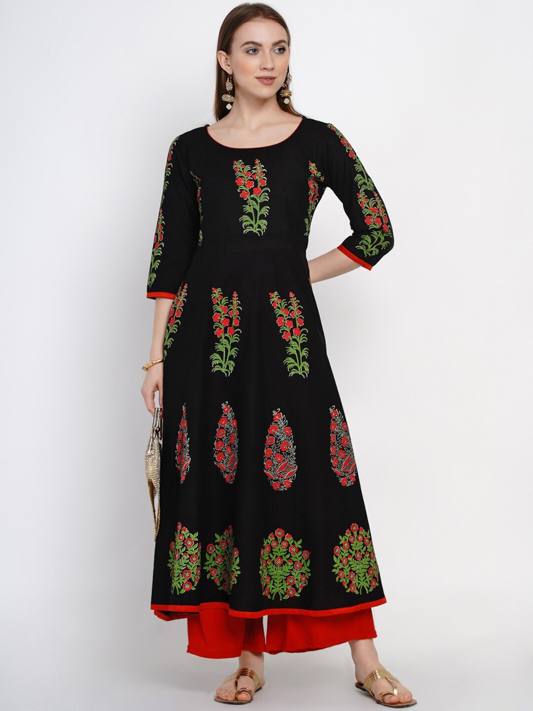 

Akshatani Women Black Printed Anarkali Kurta