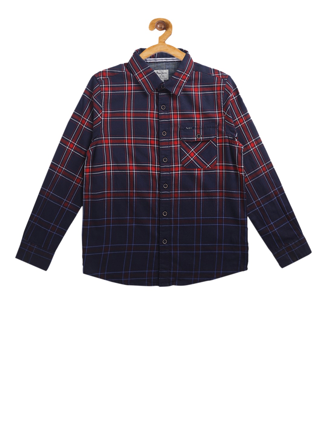 

Pepe Jeans Boys Red & Navy Blue Regular Fit Checked Casual Shirt