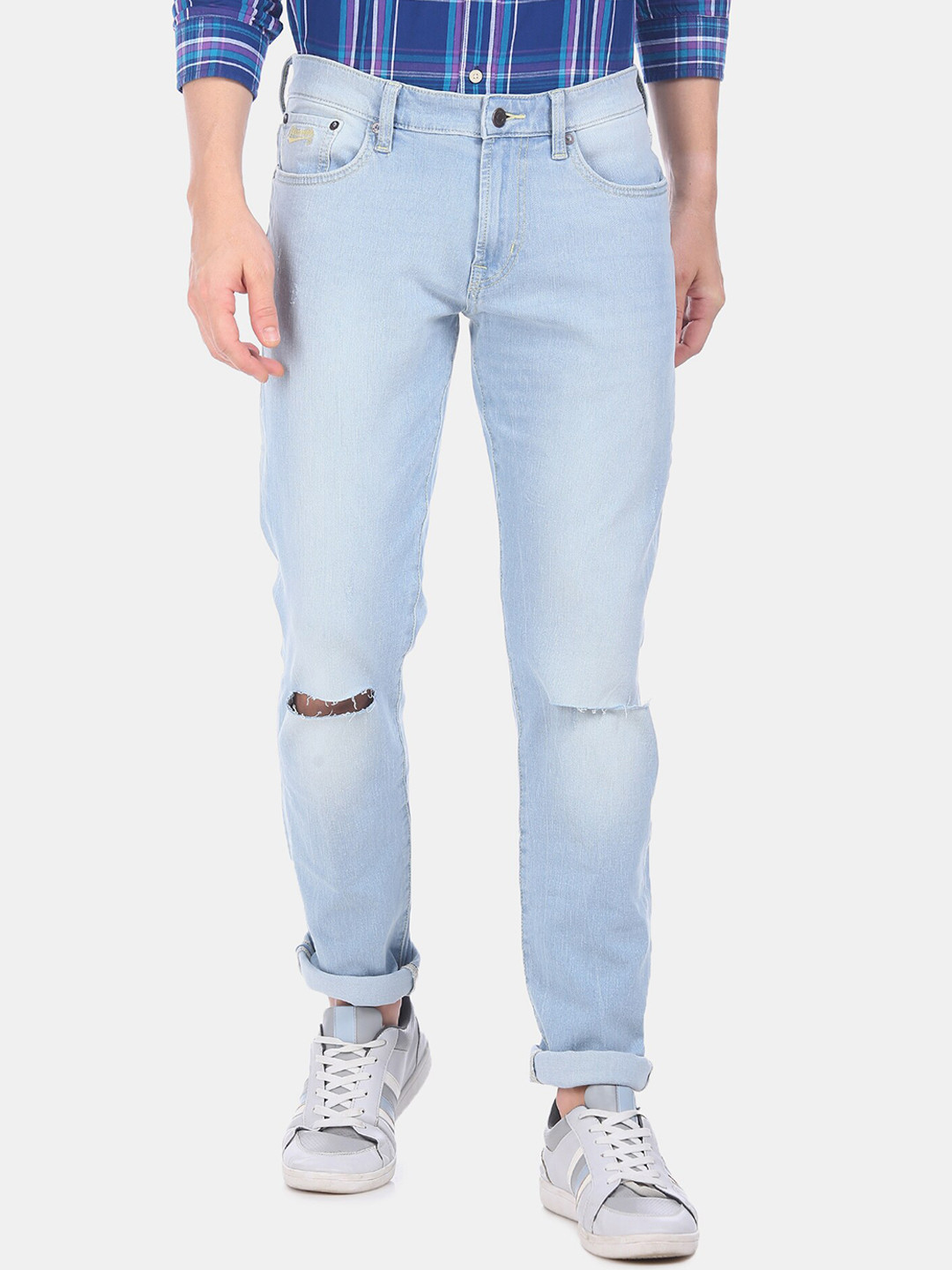 

Aeropostale Men Blue Slim Fit Mid-Rise Slash Knee Stretchable Jeans