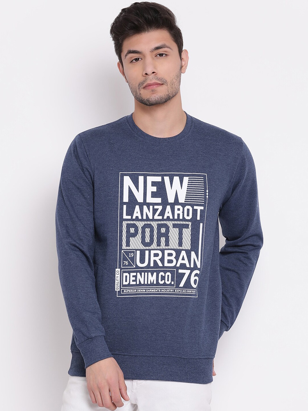 

COBB Men Blue & White Printed Sweatshirt