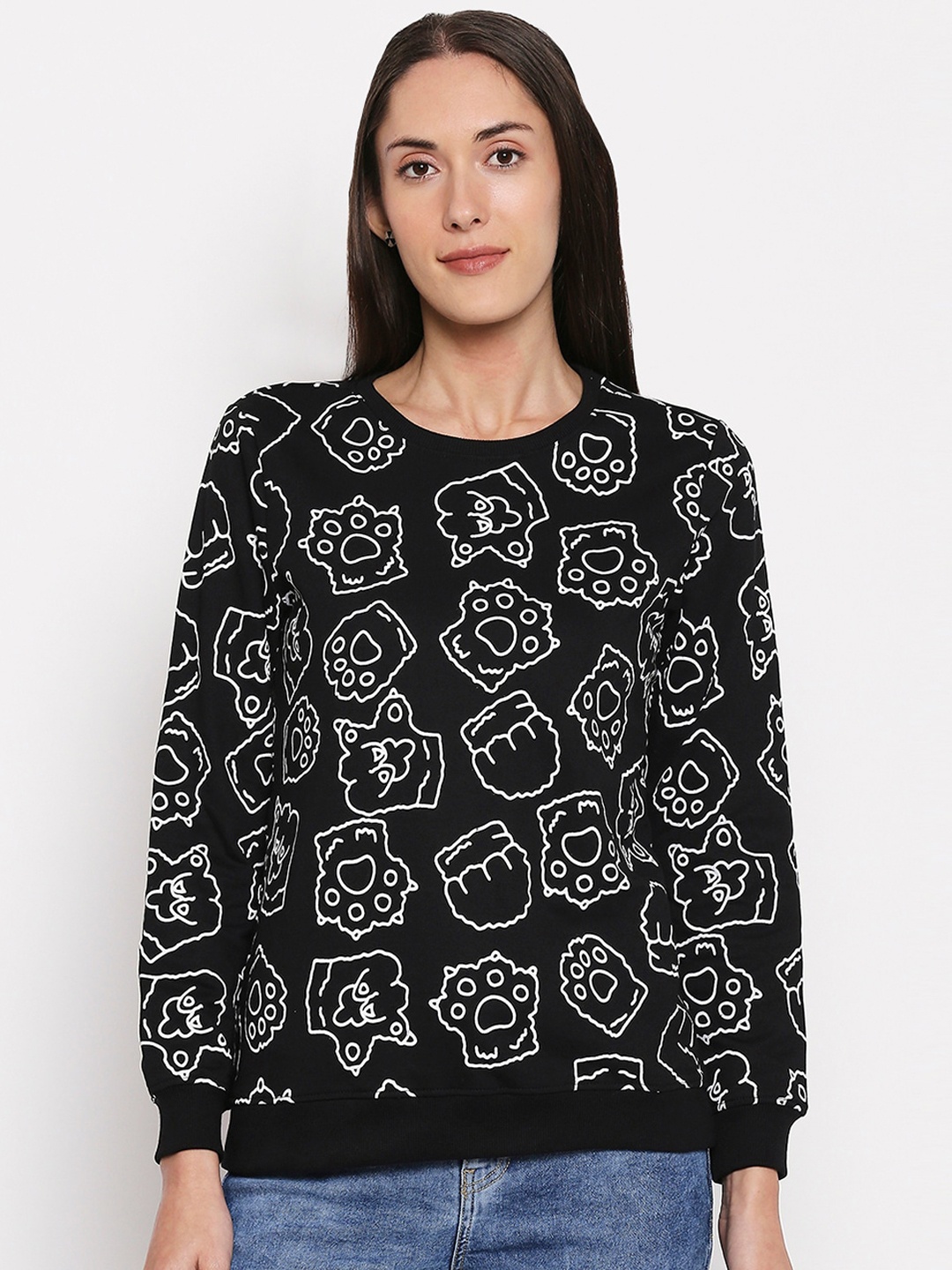 

People Women Black Printed Sweatshirt