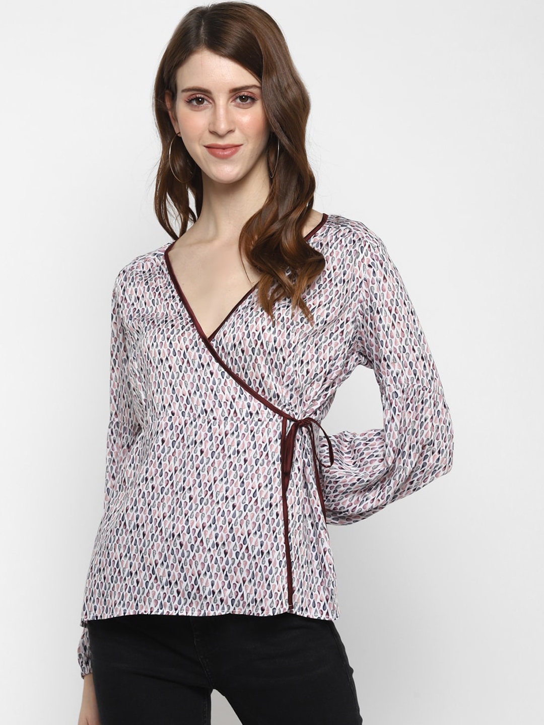 

Taurus Women Multicolored Printed Wrap Top, Multi