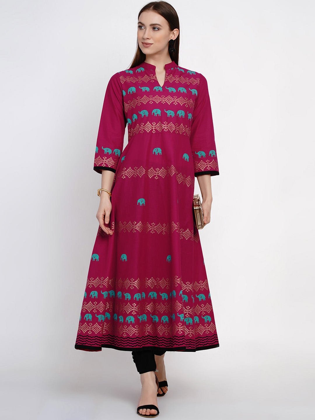 

Akshatani Women Magenta Embroidered Anarkali Kurta