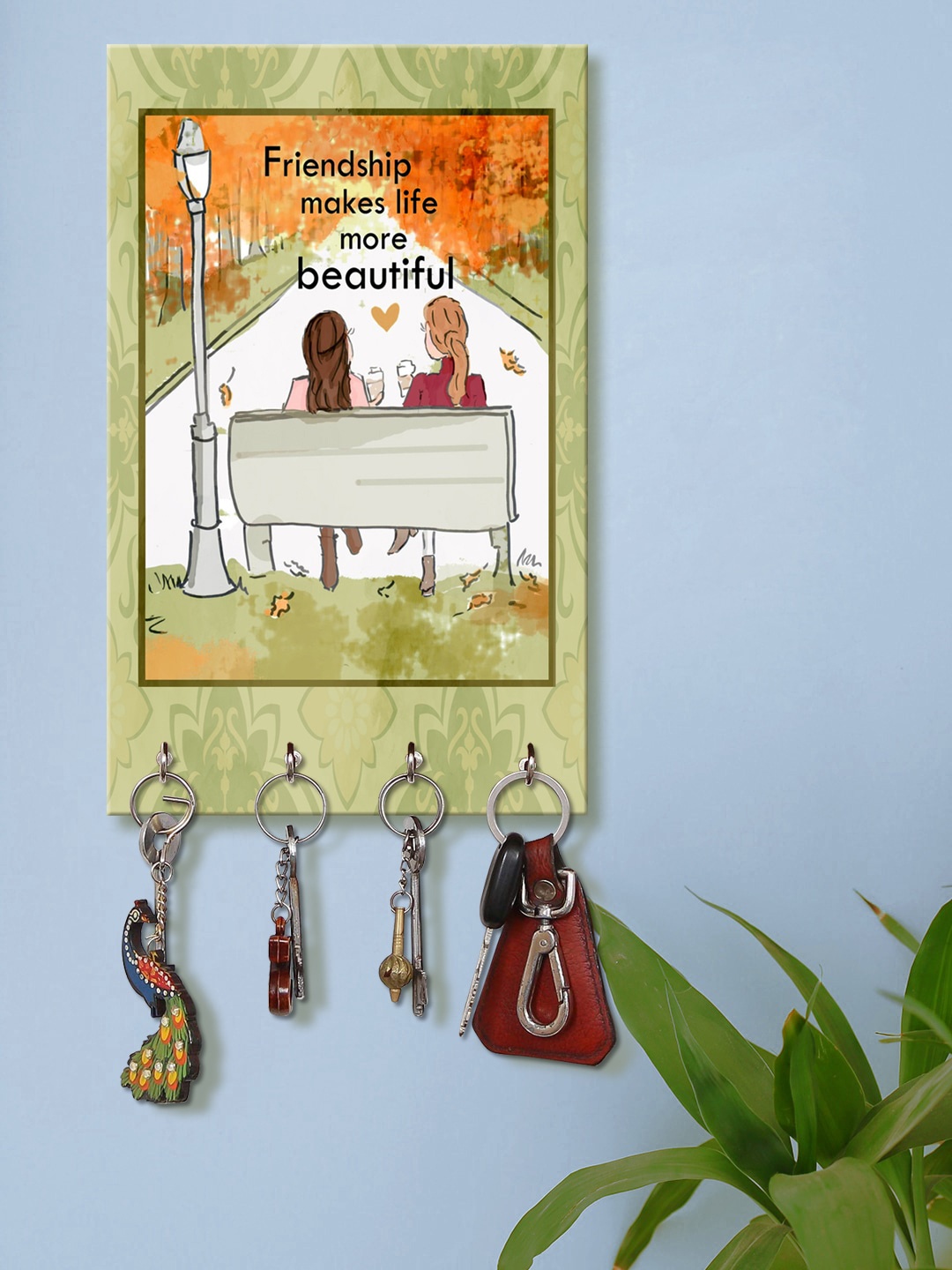 

999Store Unisex Green & White Printed Keyholder