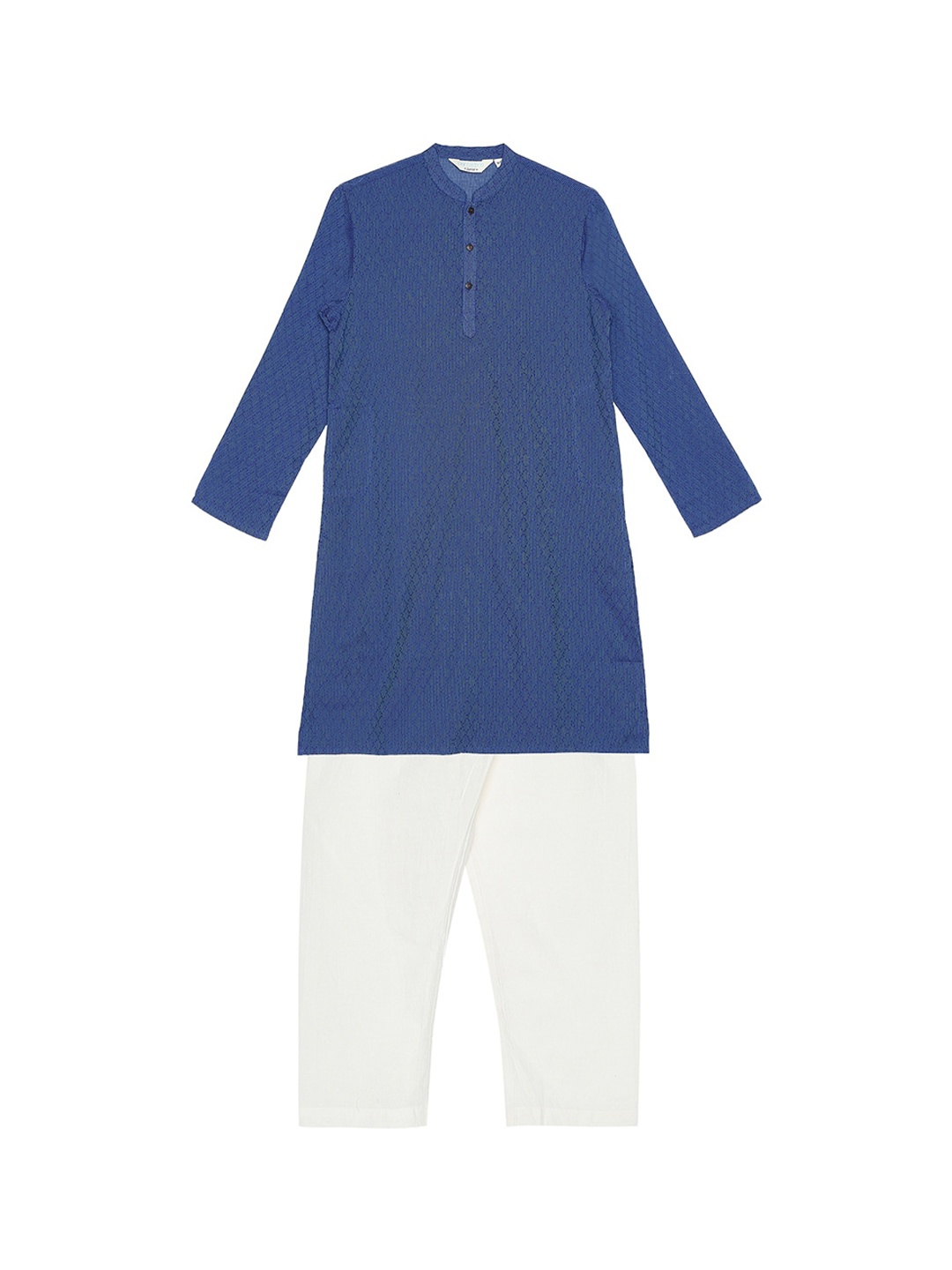 

indus route by Pantaloons Boys Blue & White Printed Kurta with Pyjamas