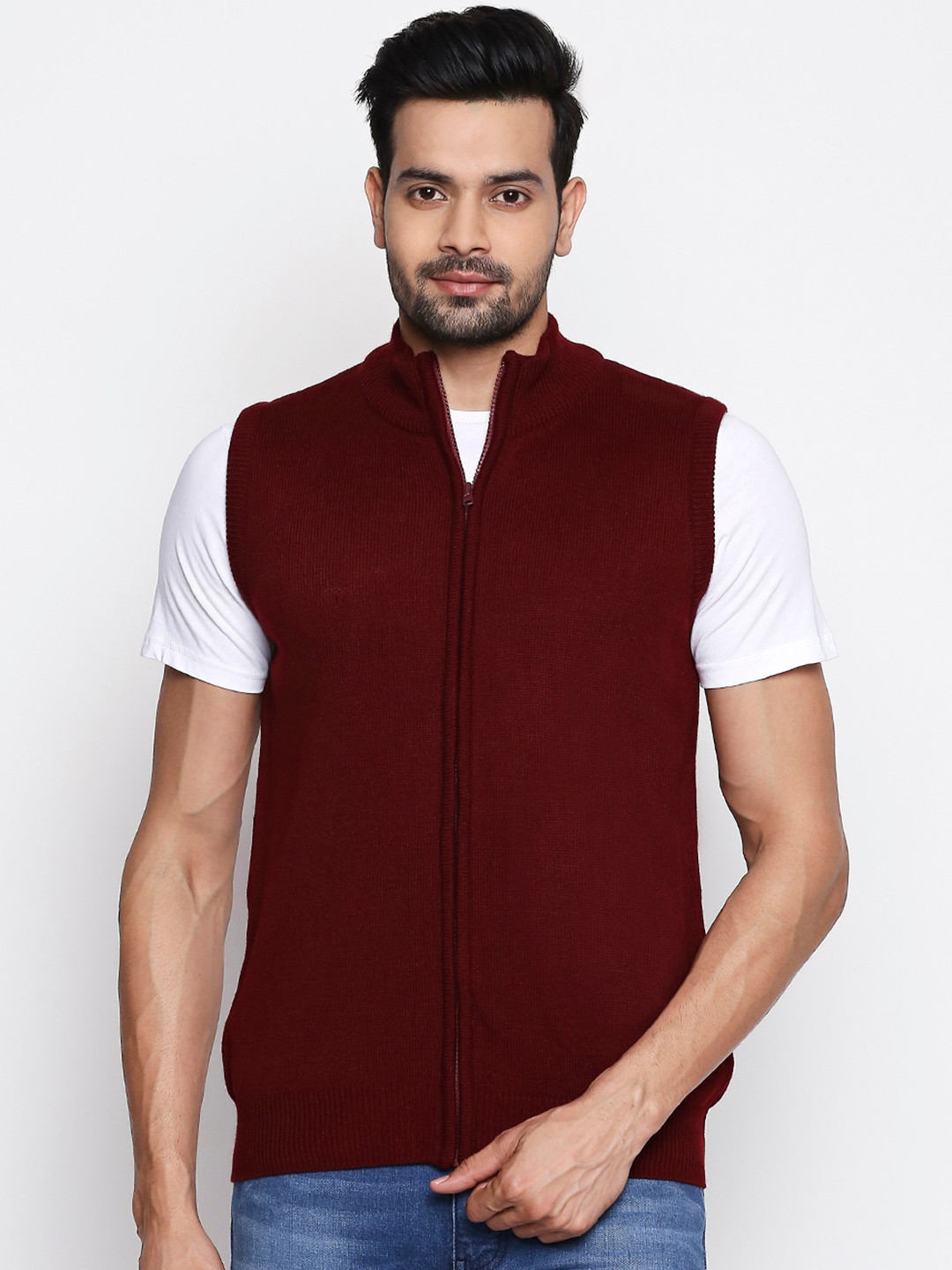

BYFORD by Pantaloons Men Maroon Solid Cardigan