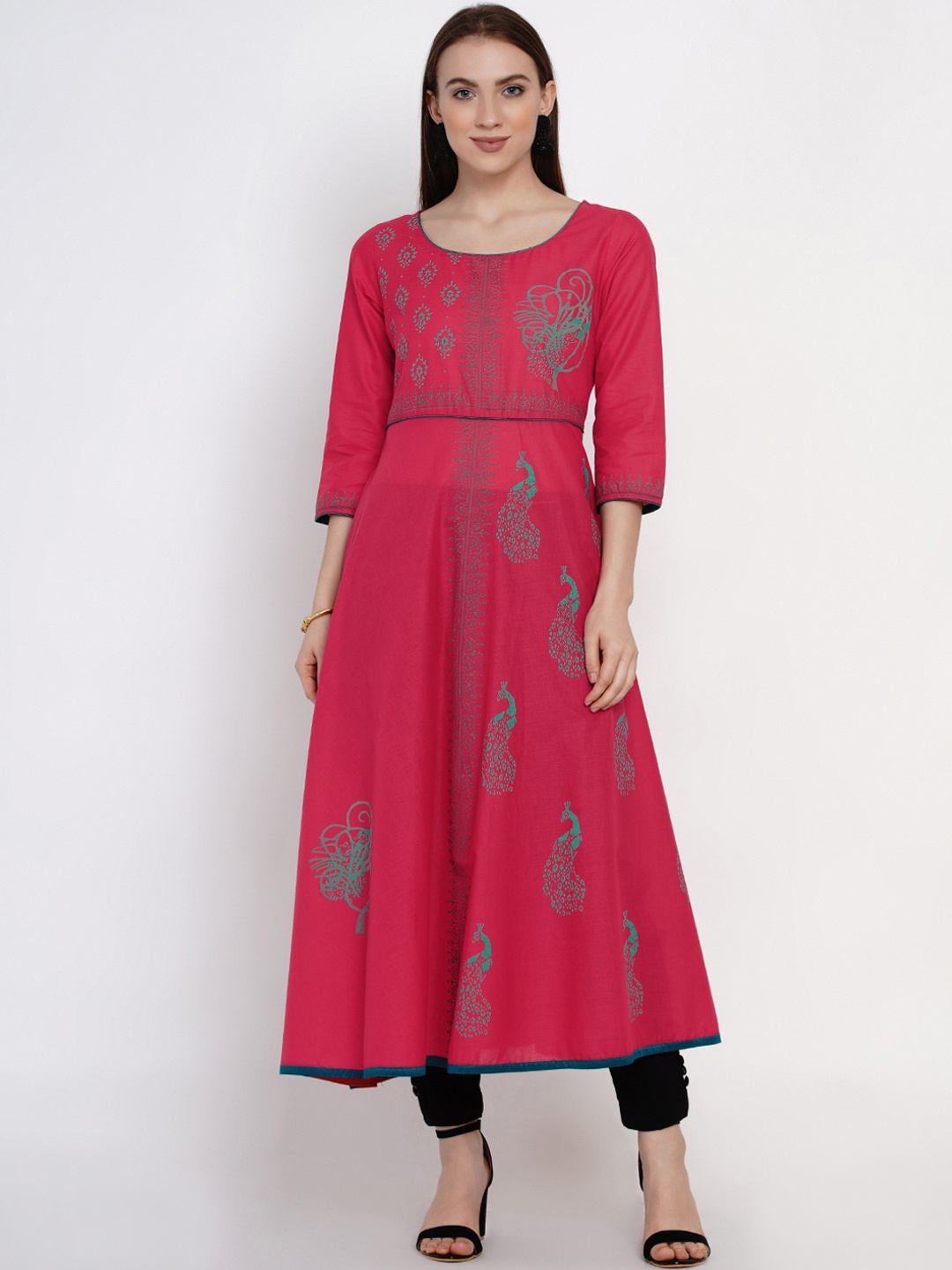 

Akshatani Women Pink Printed Anarkali Kurta