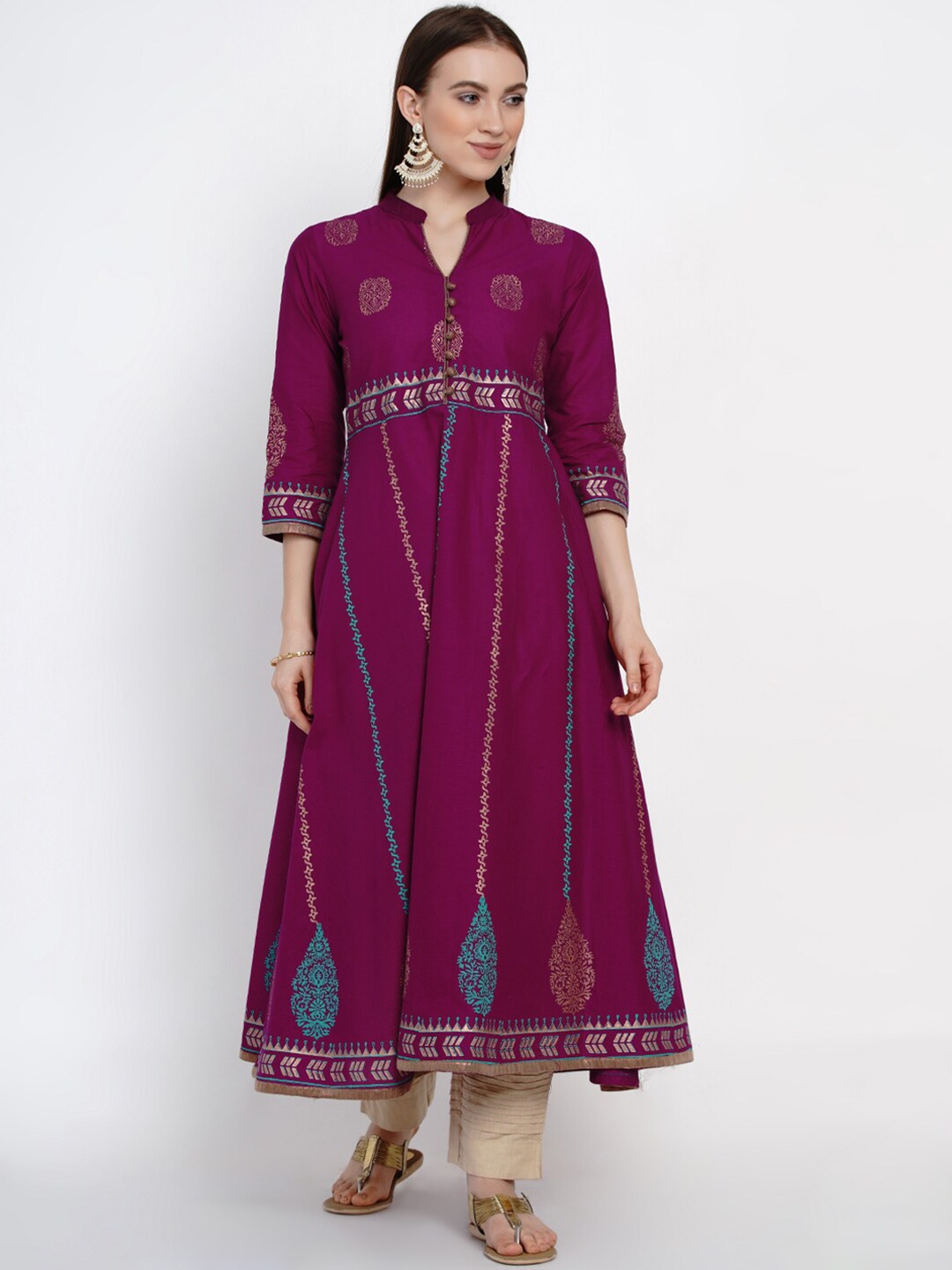 

Akshatani Women Purple Yoke Design Anarkali Kurta