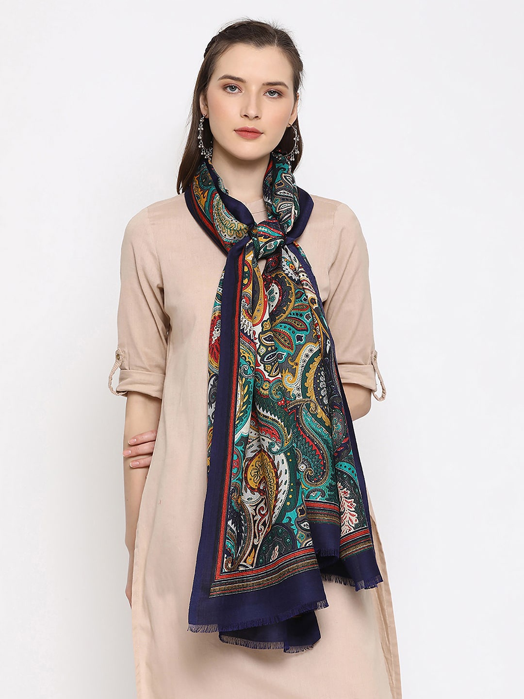 

SHINGORA Women Multicoloured Paisley Printed Woolen Stole, Multi