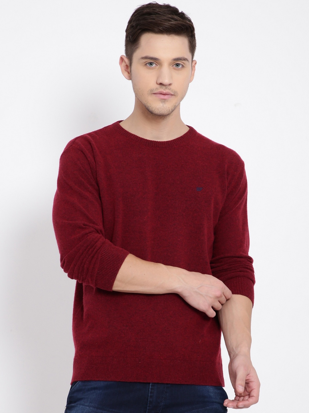 

t-base Men Red Solid Pullover Sweater