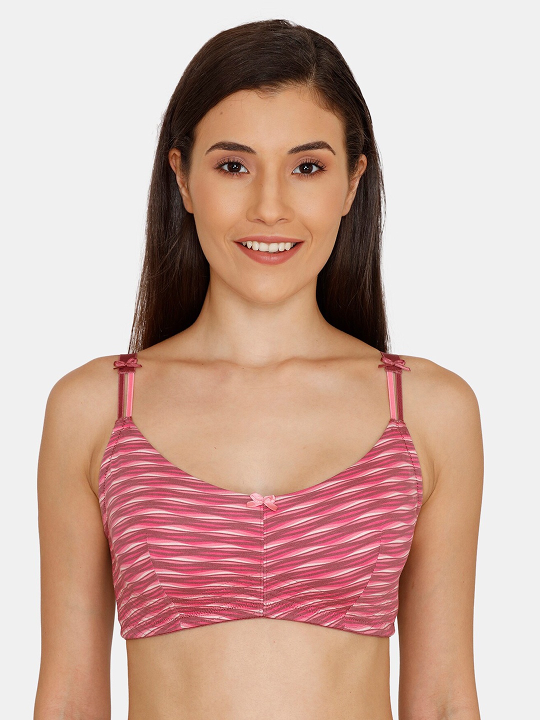 

Zivame Maroon & Pink Printed Non-Padded Non-Wired T-Shirt Bra-ZI10EBFASH00