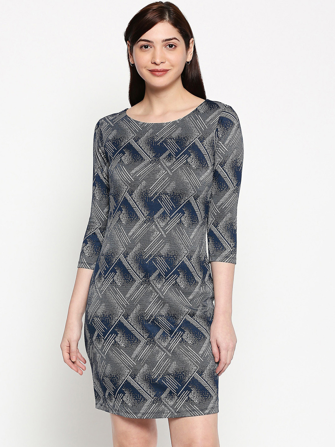 

inocenCia Women Navy Blue Printed Sheath Dress