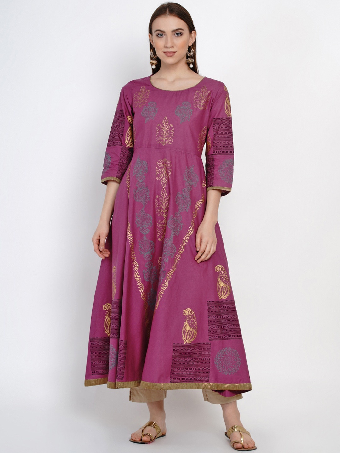 

Akshatani Women Mauve Embroidered Anarkali Kurta