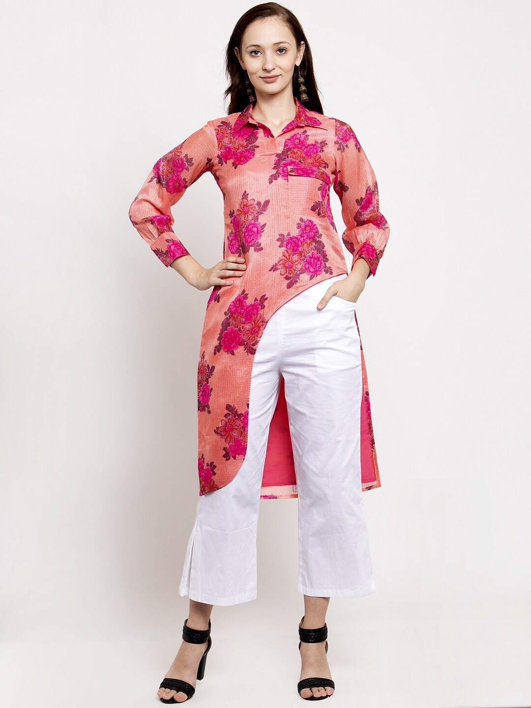 

DUGRI BE THE ONE Women Pink Printed Straight Kurta