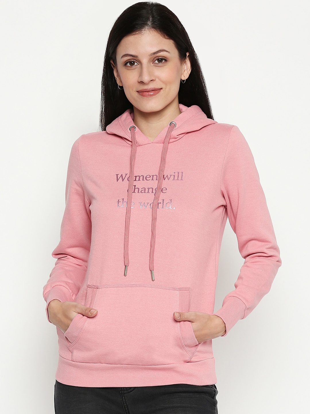 

Honey by Pantaloons Women Pink Printed Hooded Sweatshirt