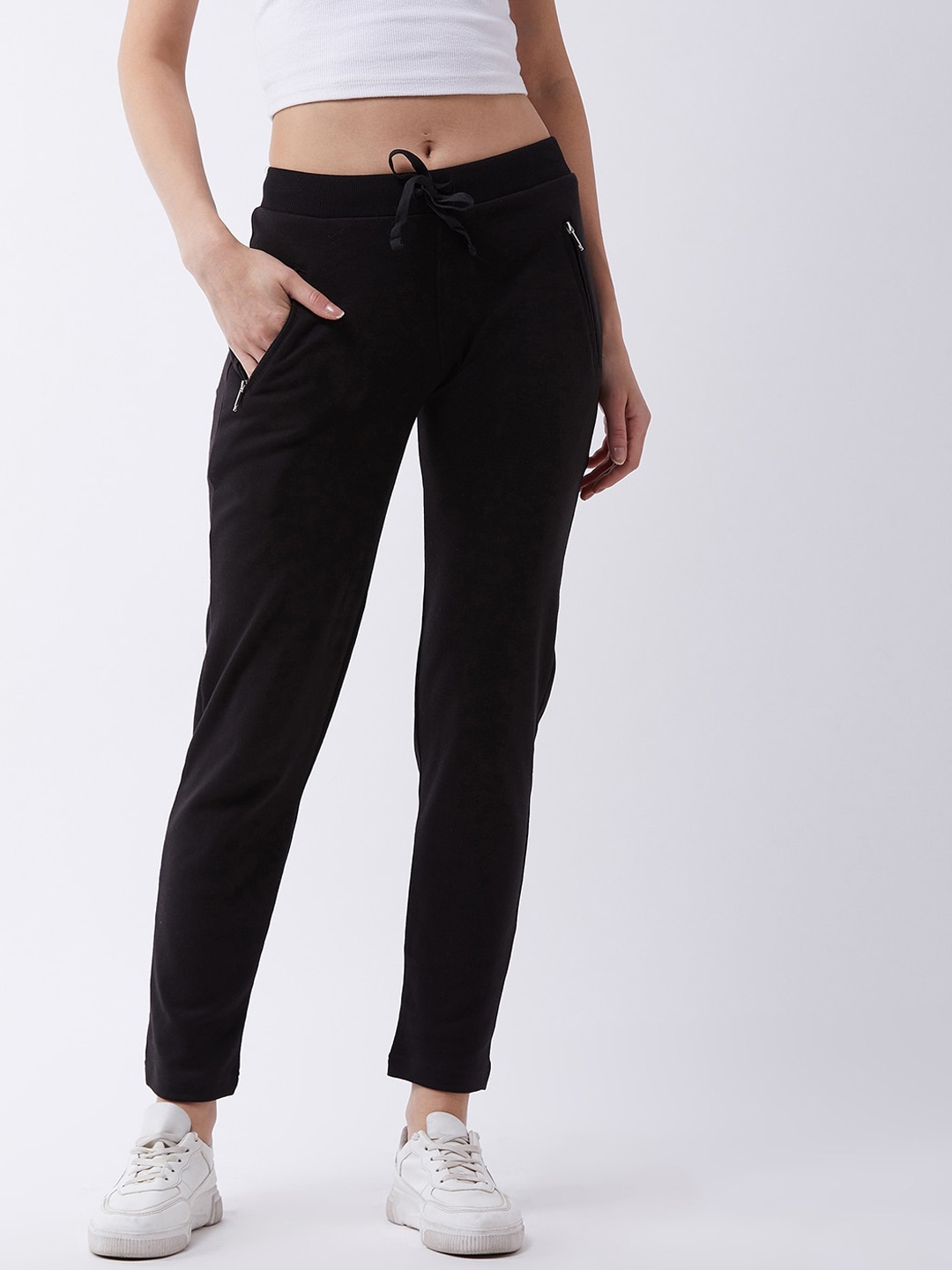 

FEMEA Women Black Solid Slim-Fit Track Pants