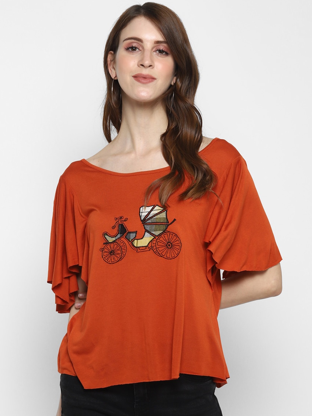 

Taurus Women Rust Printed Top