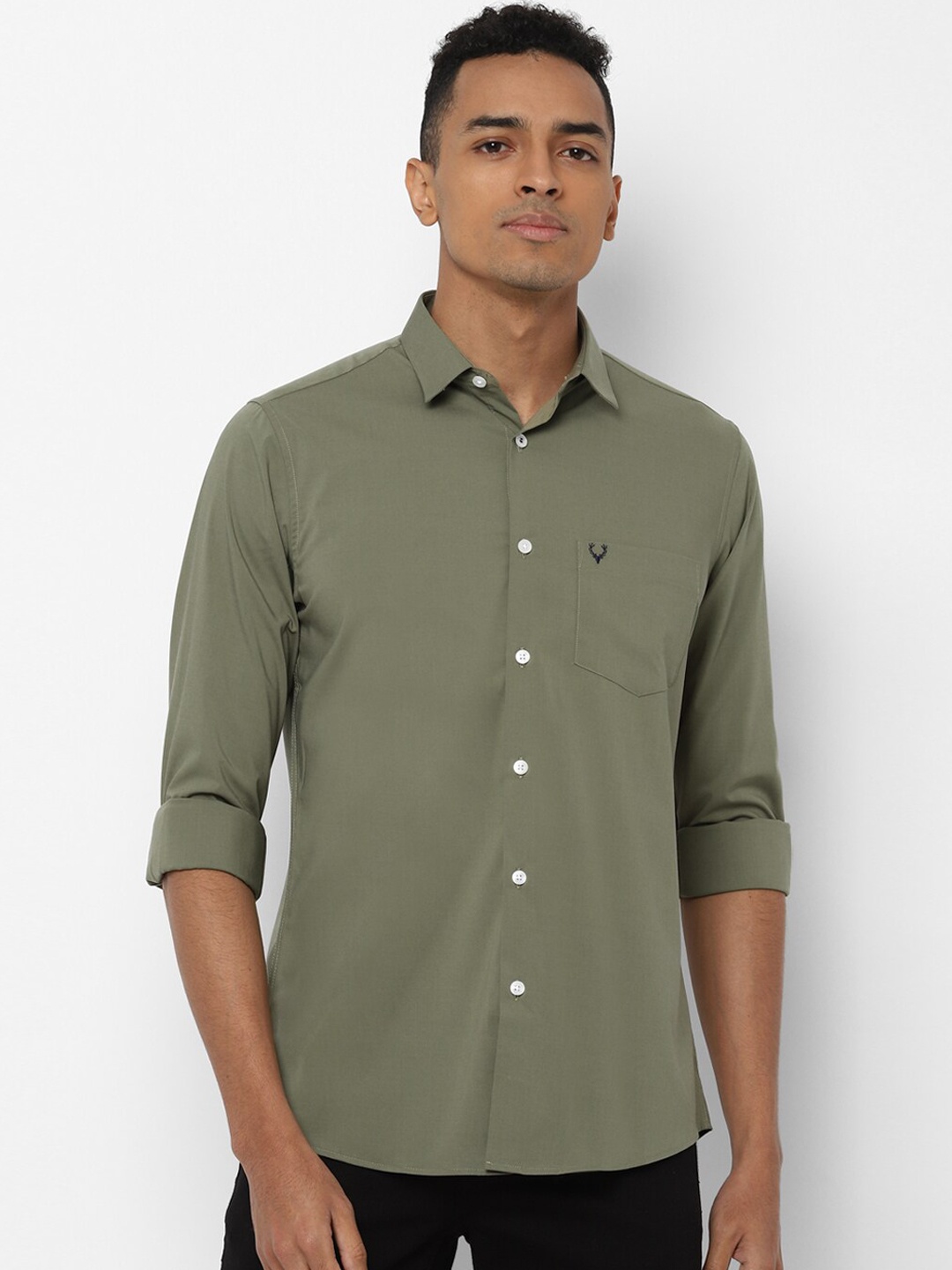 

Allen Solly Men Olive Green Slim Fit Solid Casual Shirt