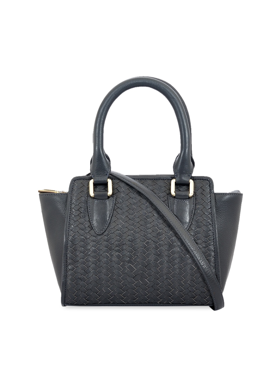 

Eske Navy Blue Self Design Genuine Leather Handheld Bag