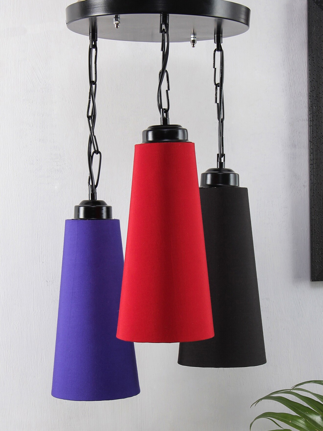 

Devansh Black & Blue Solid Triple Conical Traditional Cluster Light