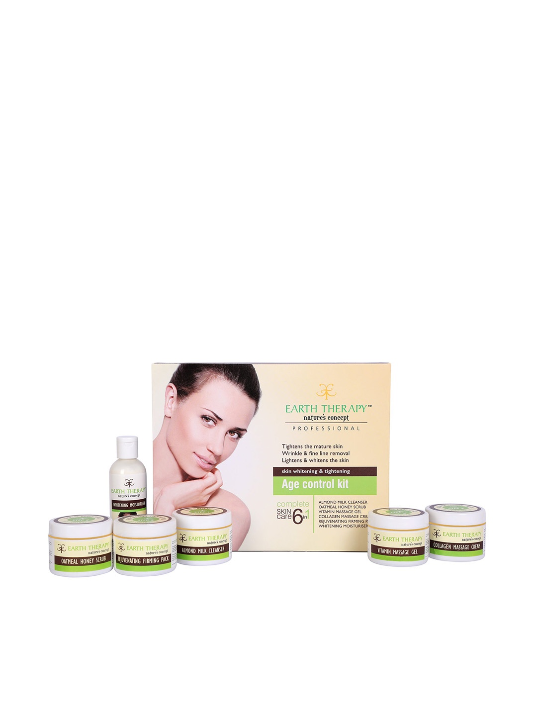 

EARTH THERAPY 6 in 1 Age Control Kit for Skin Whitening And Tightening, Green