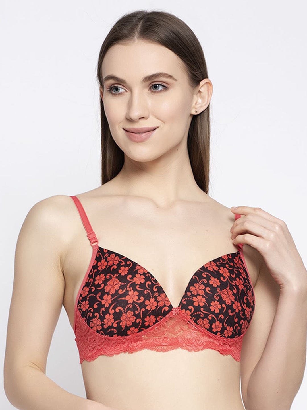 

PrettyCat Orange & Black Printed Lightly Padded T-shirt Bra PC-BR-6024