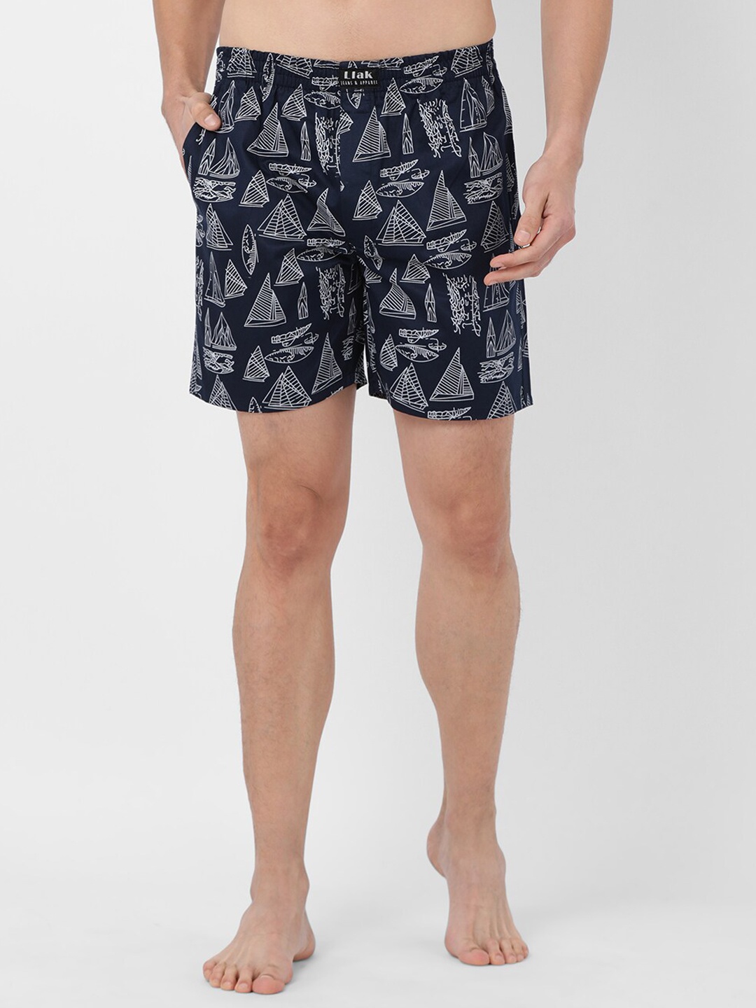 

Llak Jeans Men Navy Blue & White Printed Relaxed-Fit Pure Cotton Boxers