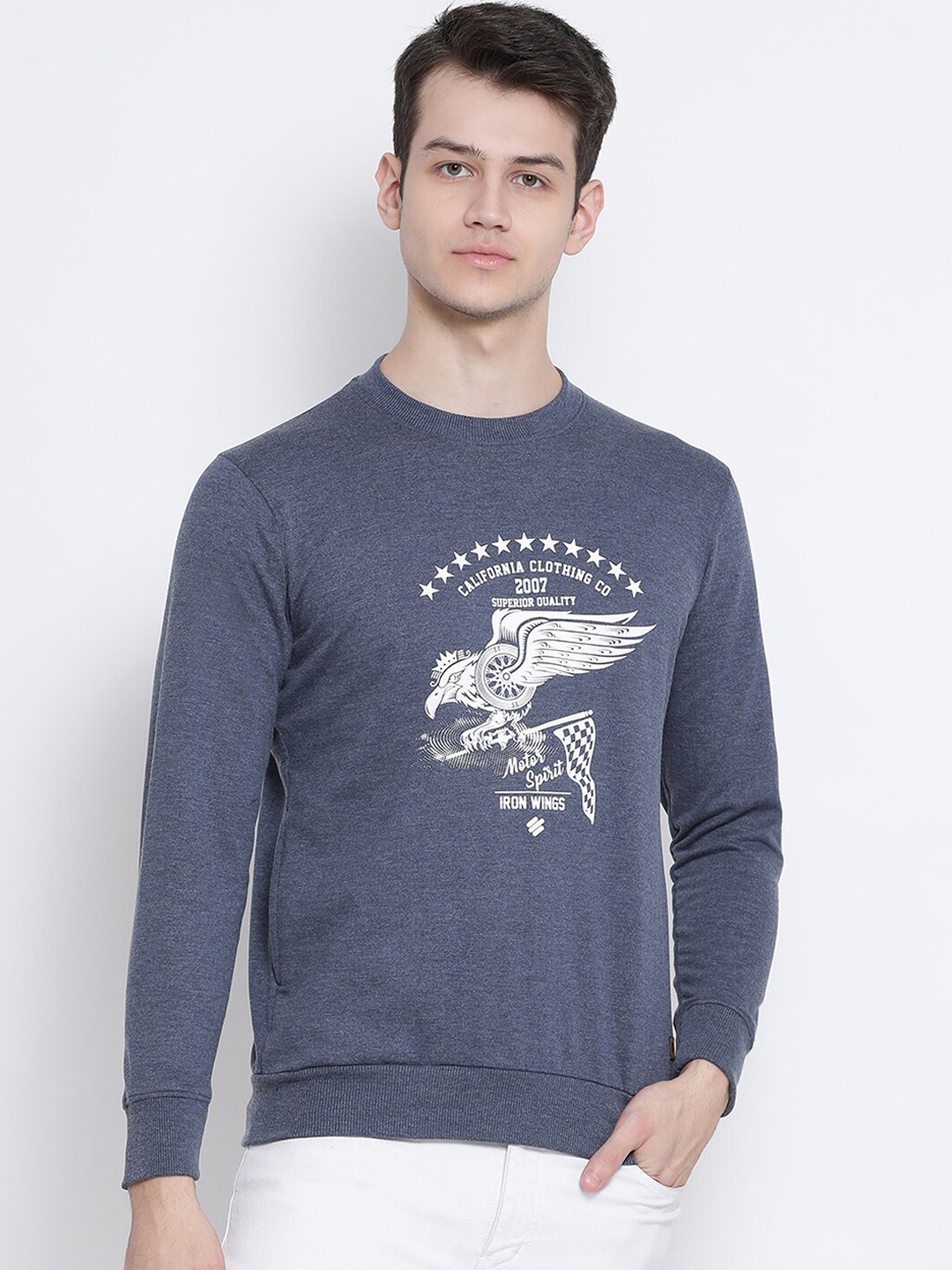 

ONN Men Navy Blue Printed Sweatshirt