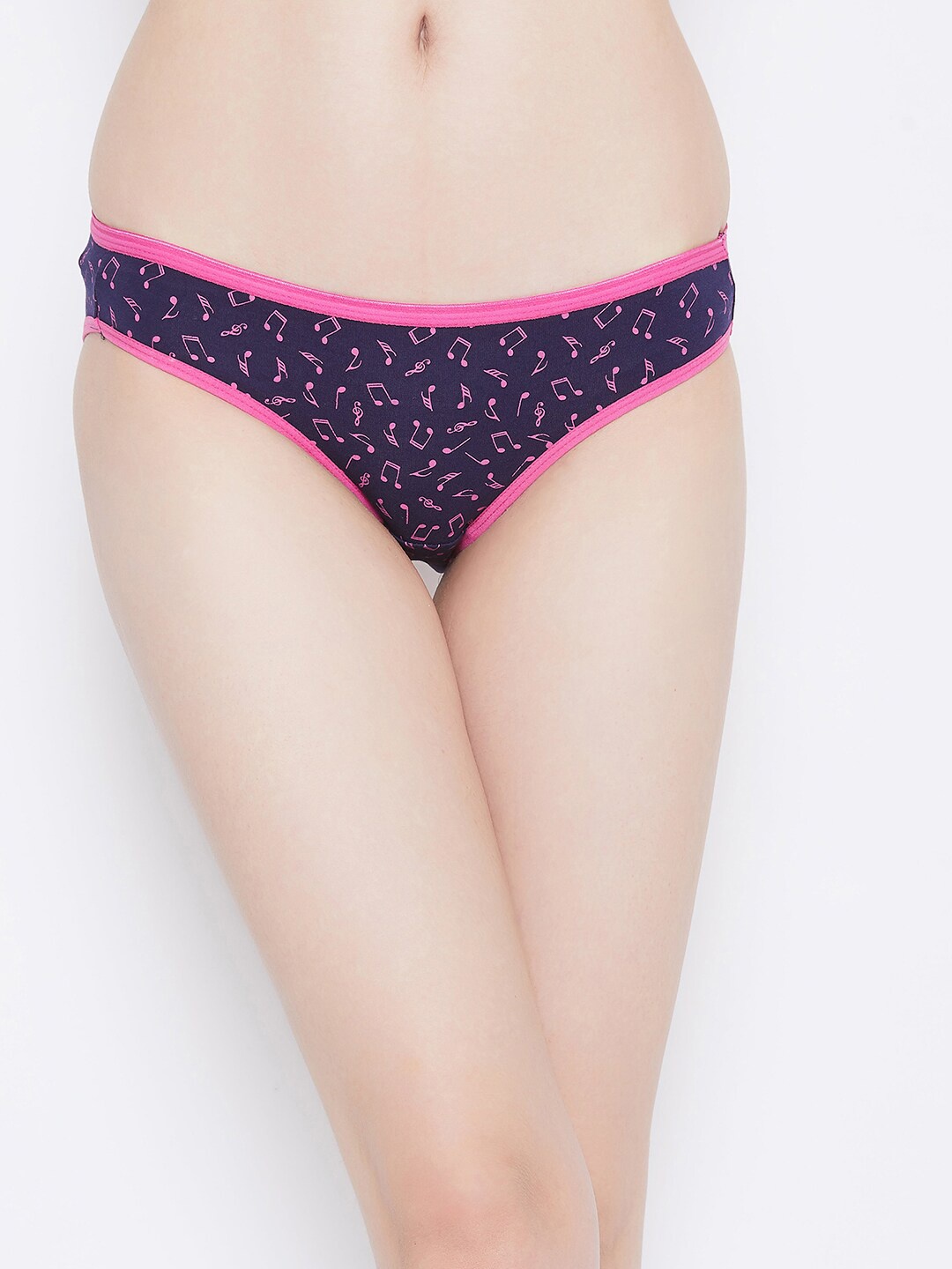 

Clovia Women Navy Blue & Pink Printed Bikini Briefs PN2519R08