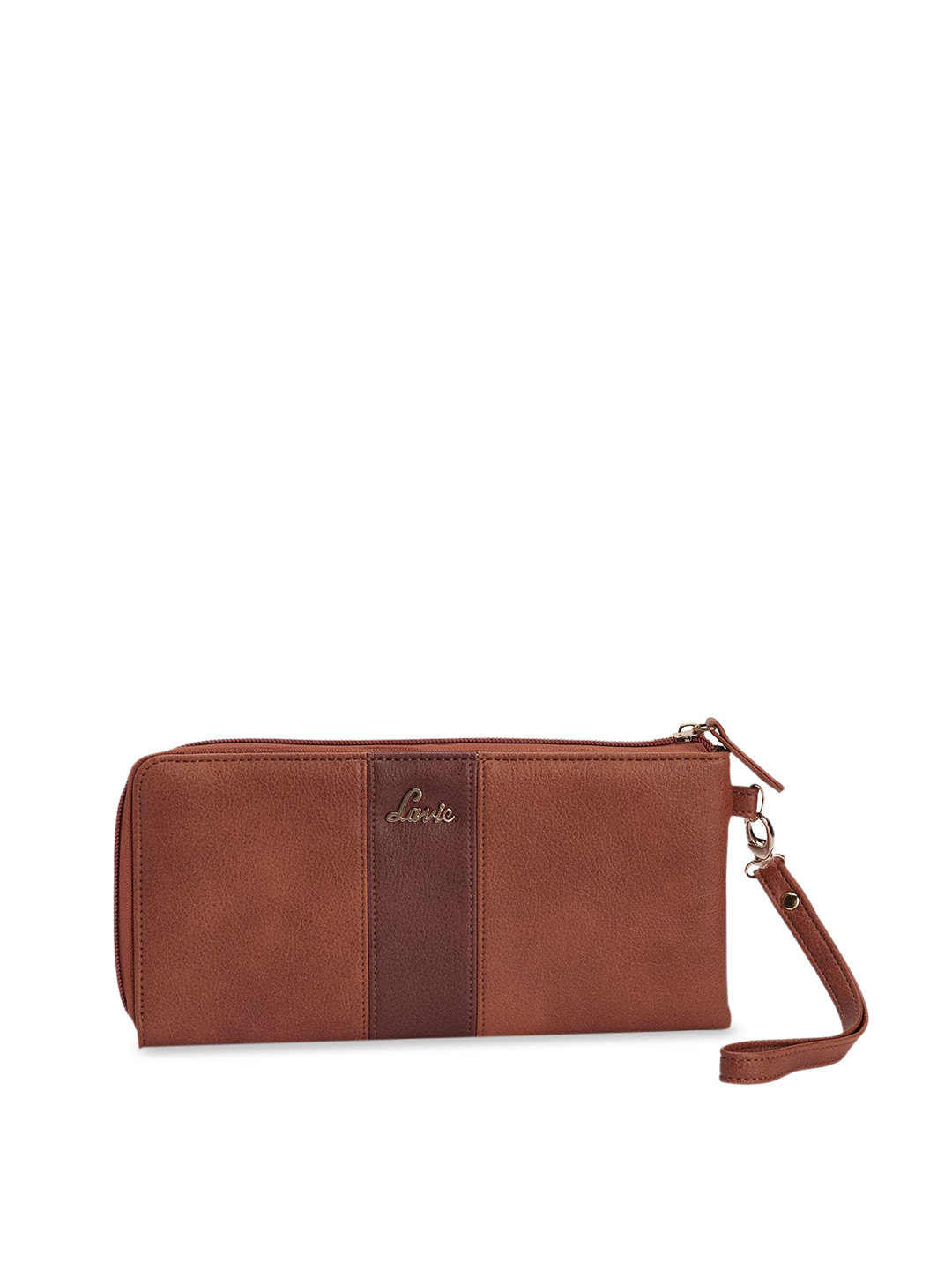 

Lavie Women Brown Self Design Zip Around Wallet