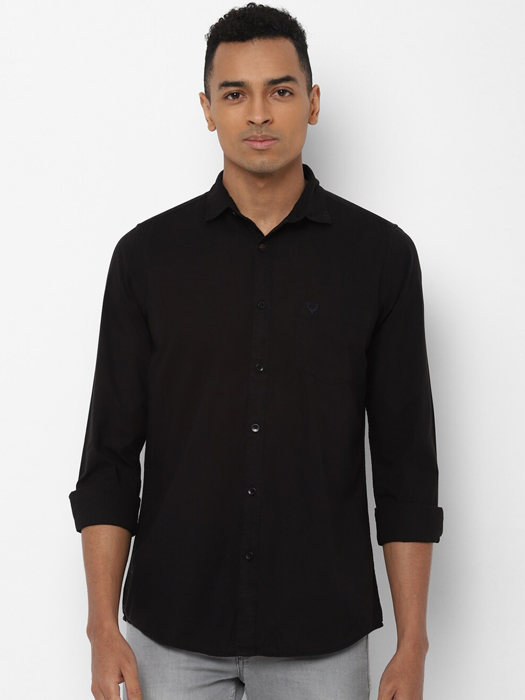 

Allen Solly Men Black Slim Fit Solid Casual Shirt