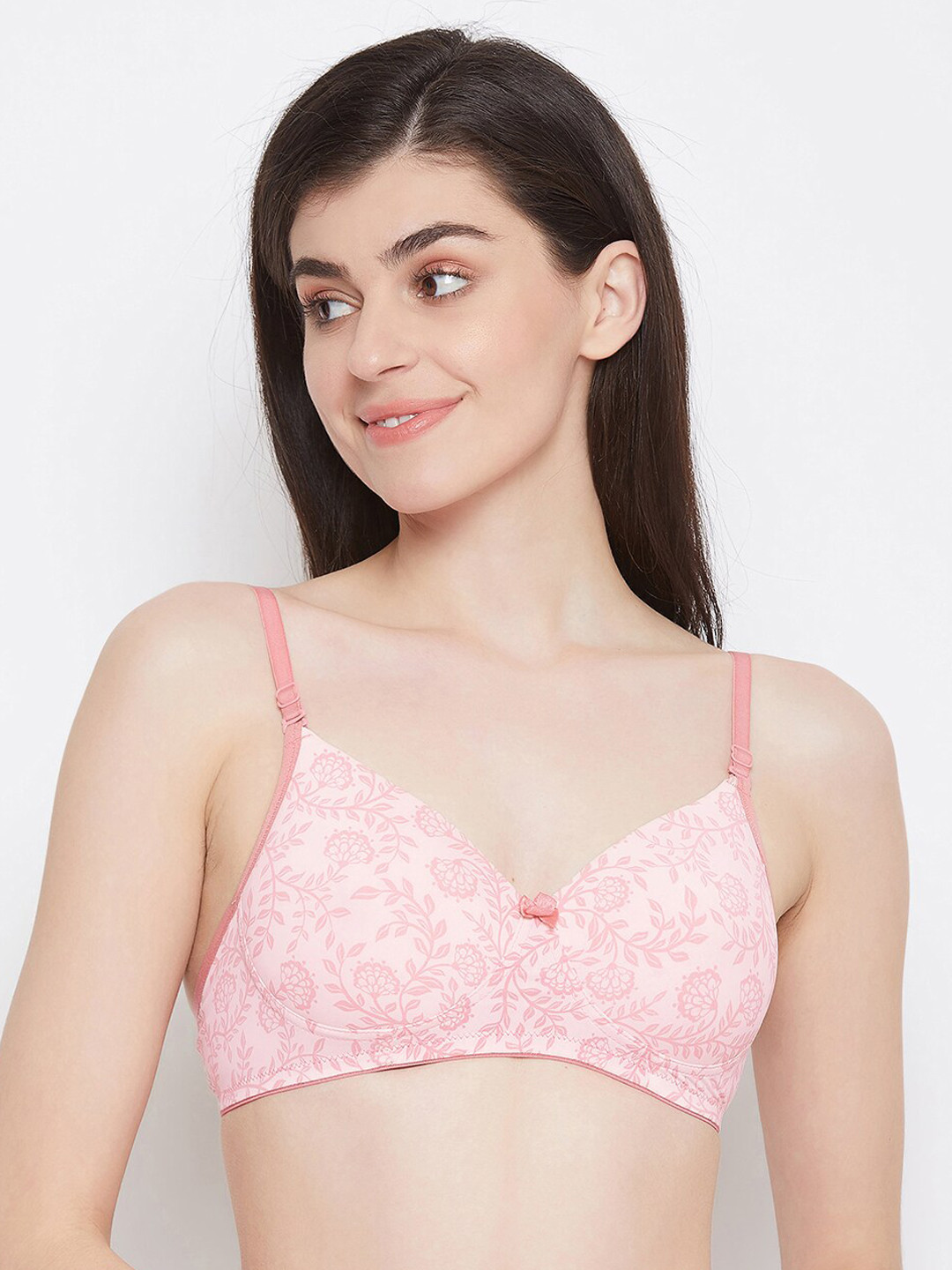 

Clovia Women Pink Printed Non-Wired Lightly-Padded T-Shirt Bra BR1776R22
