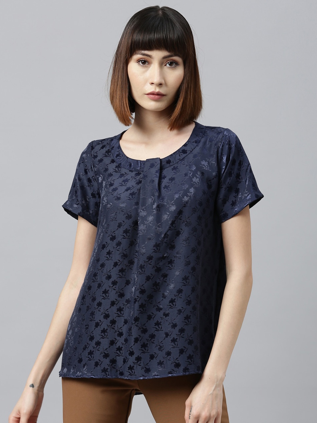 

Park Avenue Woman Blue Printed A-Line Top