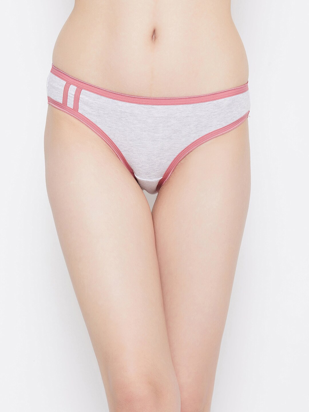 

Clovia Women Grey & Pink Solid Bikini Briefs PN3408I01