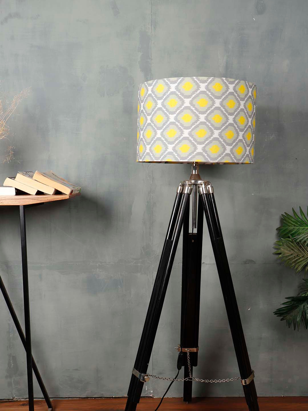 

Grated Ginger Yellow & Grey Printed Contemporary Drum Lampshade