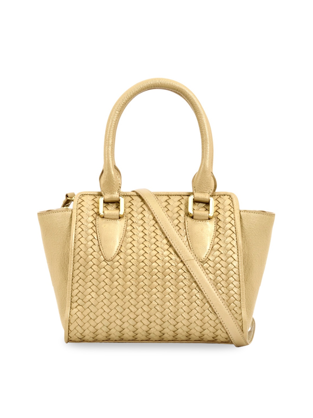 Eske Gold-Toned Self Design Handheld Bag