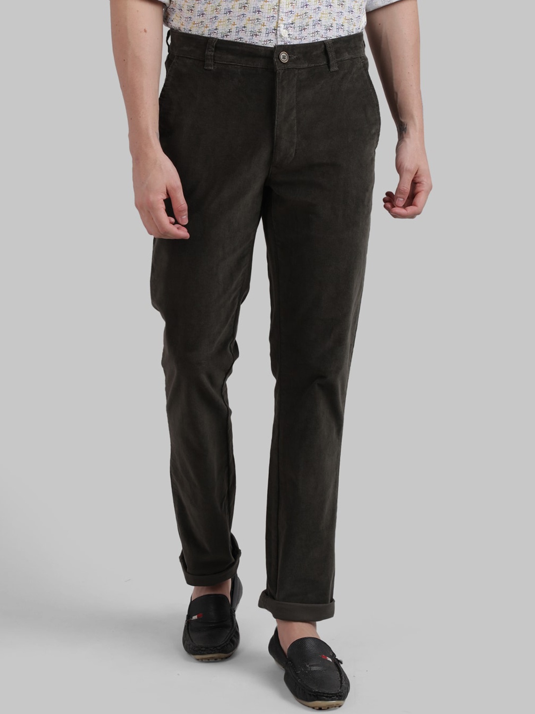 

Parx Men Green Slim Fit Solid Regular Trousers
