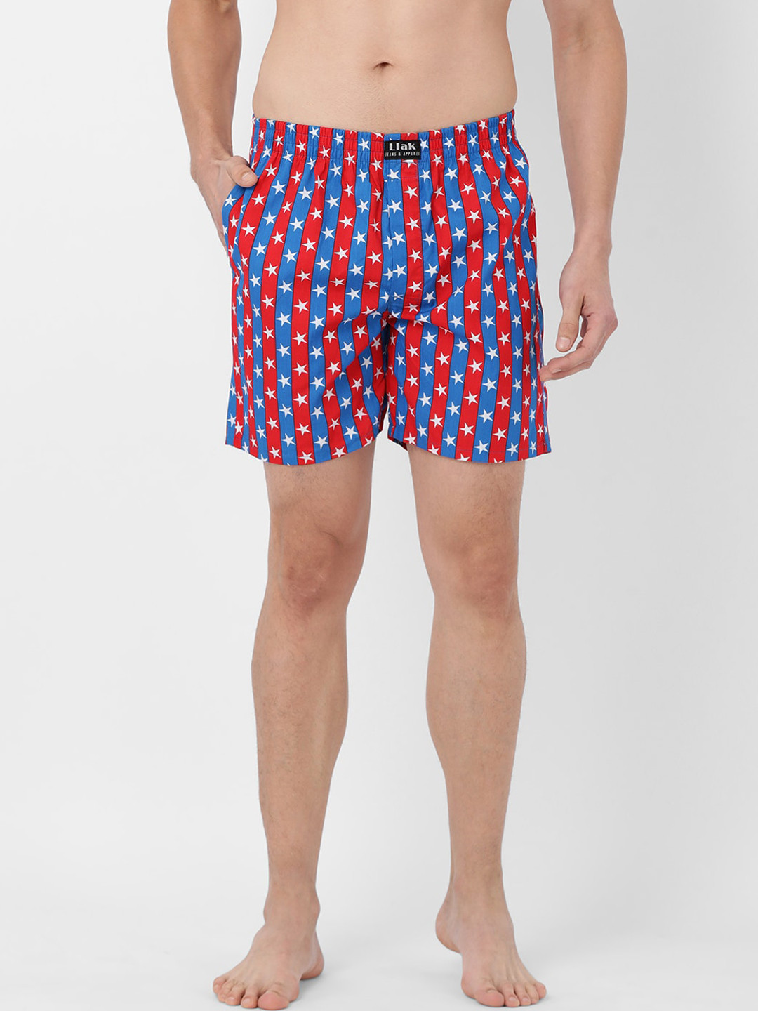 

Llak Jeans Men Blue & Red Printed Relaxed-Fit Pure Cotton Boxers