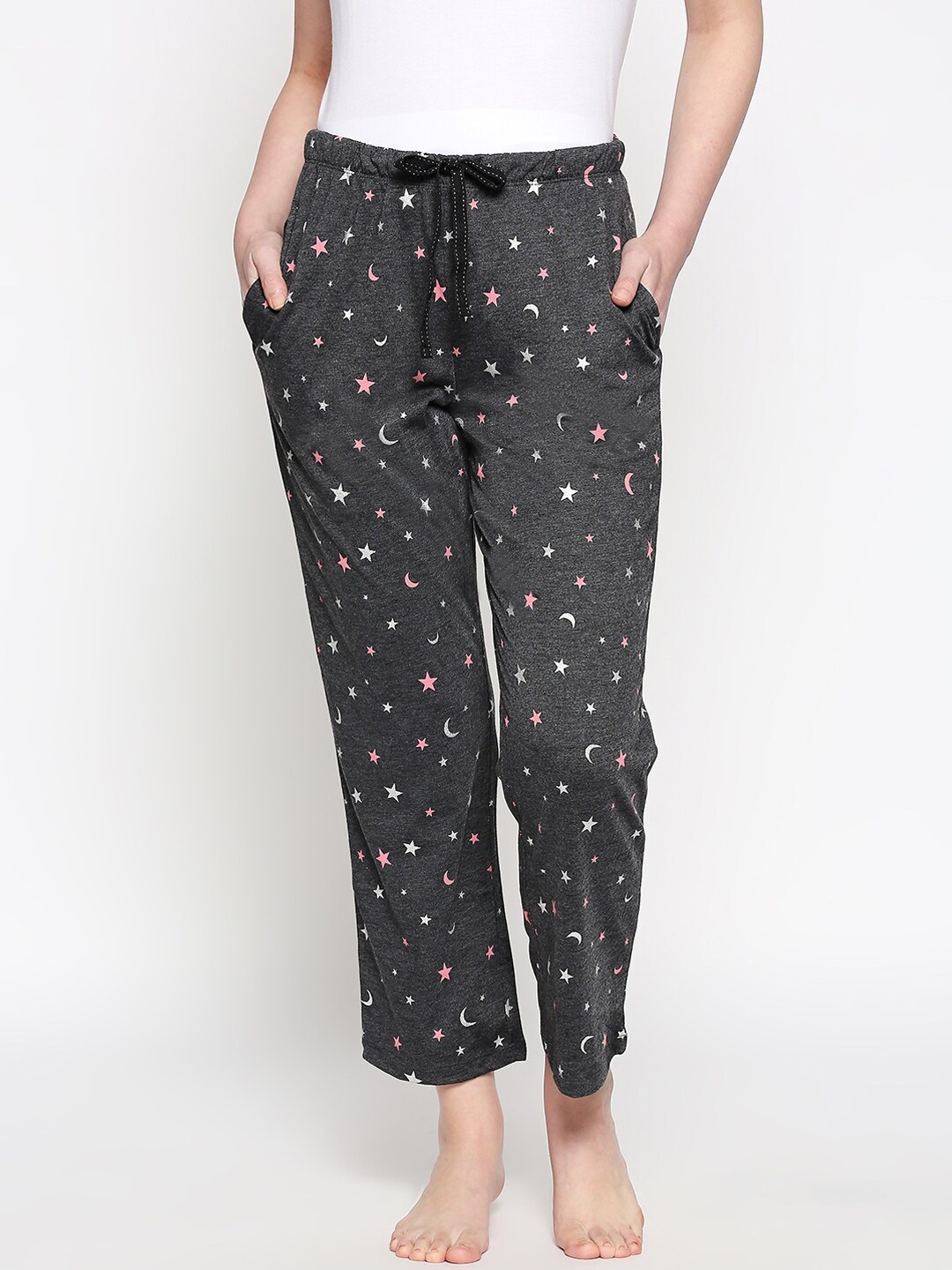 

Dreamz by Pantaloons Women Grey Printed Lounge Pants