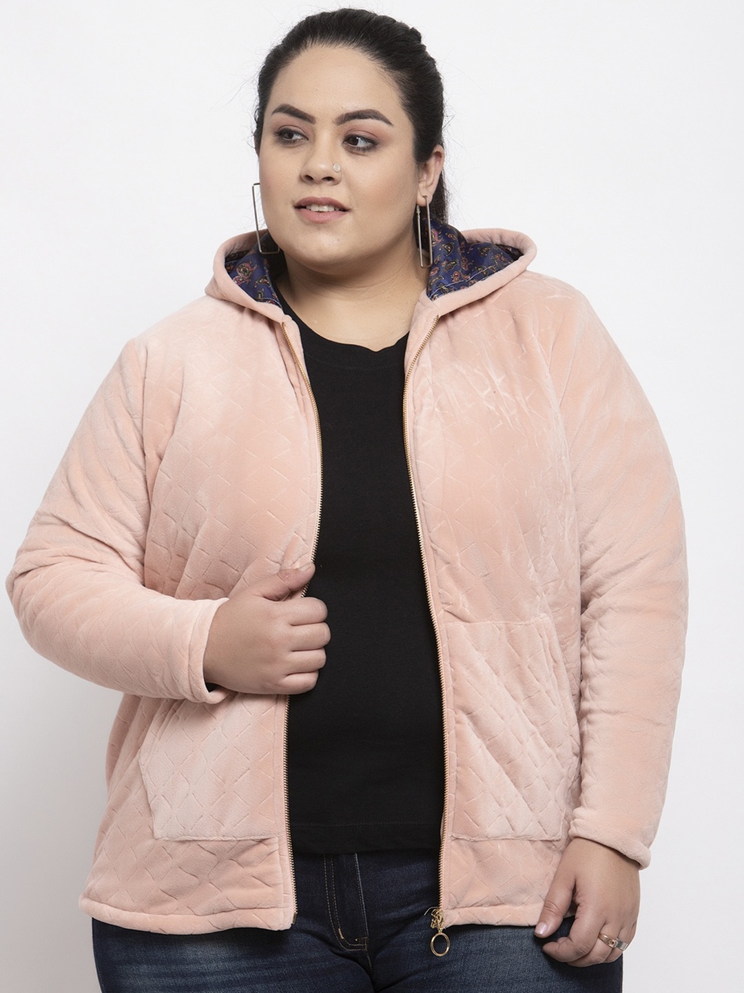 

plusS Women Pink Solid Padded Jacket