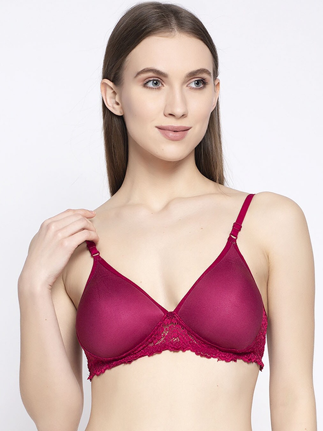 

PrettyCat Maroon Solid Lightly Padded T-shirt Bra PC-BR-6025