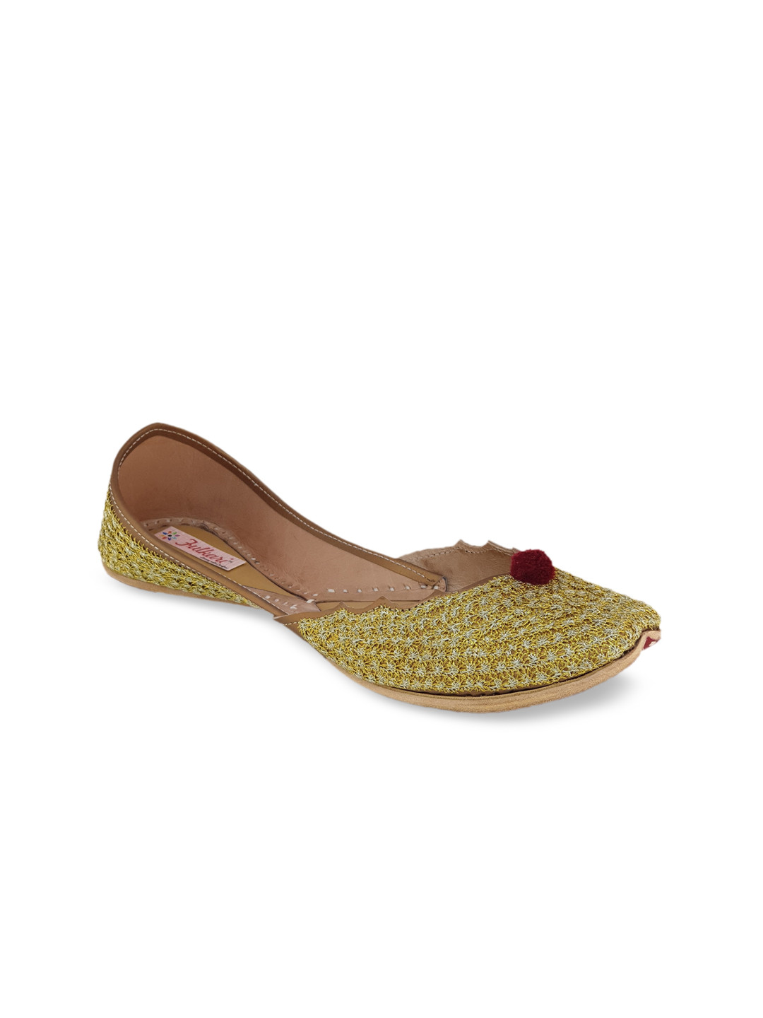 

Fulkari Women Gold-Toned Embellished Leather Mojaris