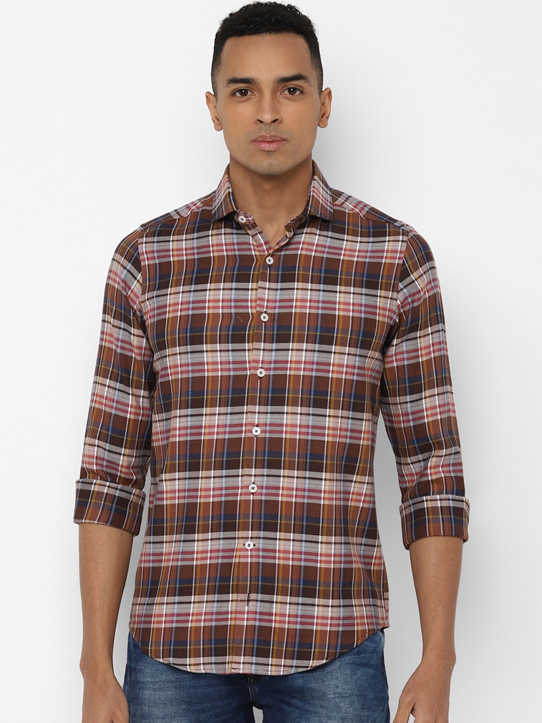 

SIMON CARTER LONDON Men Brown Slim Fit Checked Casual Shirt